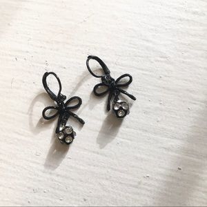 Betsey Johnson Black Ribbon Earrings